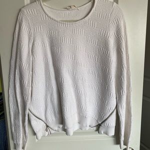 White Anthropologie Sweater with Zipper Detail!